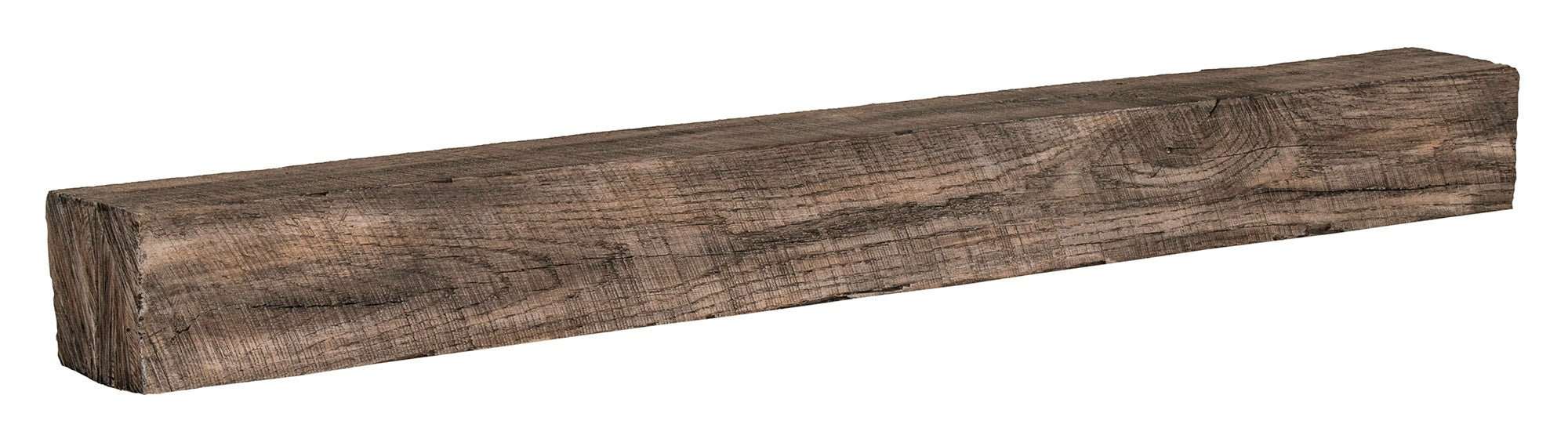 New River Weathered Beam Non-Combustible Mantel Shelf RIVER ROCK Finish - ExceptionalFire