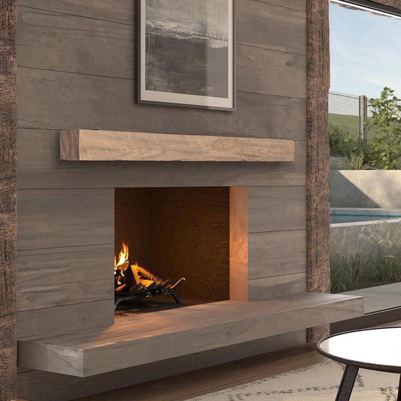 New River Weathered Beam Non-Combustible Mantel Shelf WHEAT Finish - ExceptionalFire