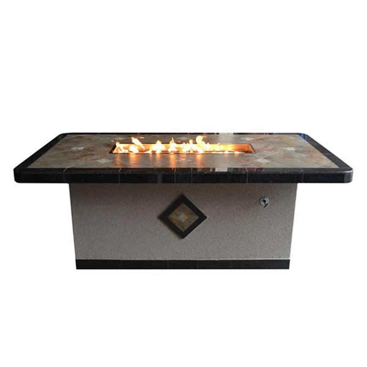 OPT-3660 Natural Stone Gas Fire Pit Table - 36" x 60" - NG - ExceptionalFire