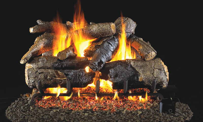 24" Charred American Oak Vented Gas Log Set | Real Fyre
