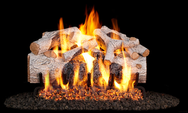24" Charred Mountain Birch Outdoor Vented Gas Log Set | Real Fyre