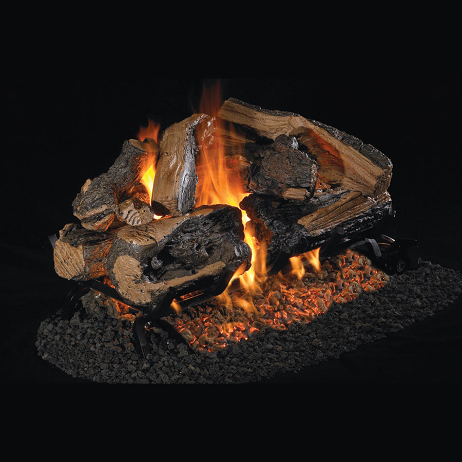 Charred Rugged Split Oak See-Through Vented Logs