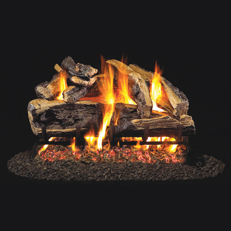 18" Charred Rugged Split Oak ANSI Vented Gas Log Set | Real Fyre
