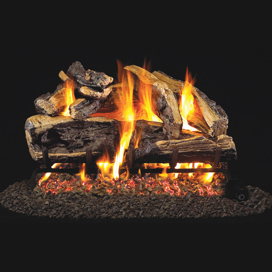 Charred Rugged Split Oak Outdoor Vented Gas Log Set
