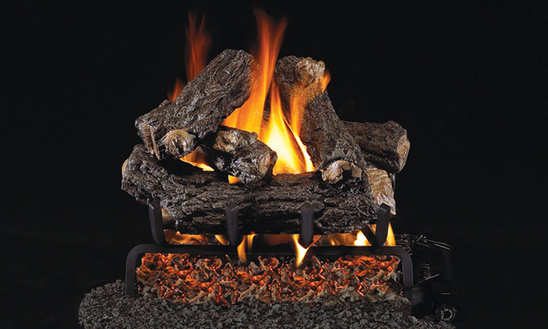 30" Rustic Oak Outdoor Vented Gas Log Set | Real Fyre