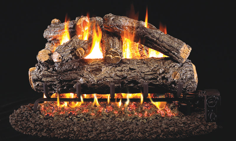 30" Rustic Oak Outdoor Vented Gas Log Set | Real Fyre