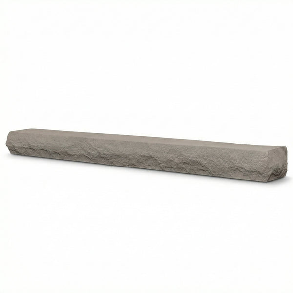 Rockface Stone Mantel Shelf with non-combustible concrete Burncrete finish in Bluegrass Fog