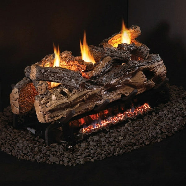 Peterson Split Oak See-Through Ventless Gas Logs by Real Fyre