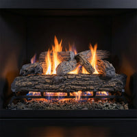 30" Country Oak Gas Log Set with realistic ceramic logs and glowing embers for single-sided fireplaces