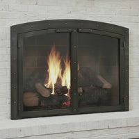 Black Rock Arch - Masonry Fireplace Glass Doors | Custom — fire animation