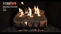 Real Fyre video: Mountain Crest Oak with G31 burner. Size and configuration may vary.