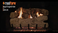 Real Fyre video: Royal English Oak with G45 burner — 24" shown. Size and configuration may vary.