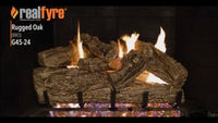 Real Fyre video: Rugged Oak with G45 burner — 24" shown. Size and configuration may vary.