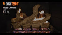 Real Fyre video: Coastal Driftwood with G45 burner — 24" shown. Size and configuration may vary.