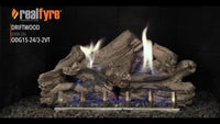 Real Fyre video: Driftwood — 24" shown. Size and configuration may vary.