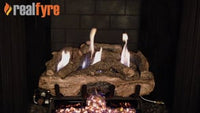 Real Fyre video: Charred Aged Split with G10 burner. Size and configuration may vary.