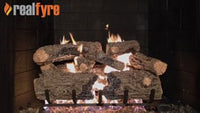 Real Fyre video: Burnt Rustic Oak with G45 burner — 24" shown. Size and configuration may vary.