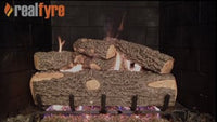 Real Fyre video: Woodland Oak with G45 burner — 24" shown. Size and configuration may vary.
