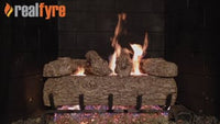 Real Fyre video: Golden Oak with G45 burner — 24" shown. Size and configuration may vary.
