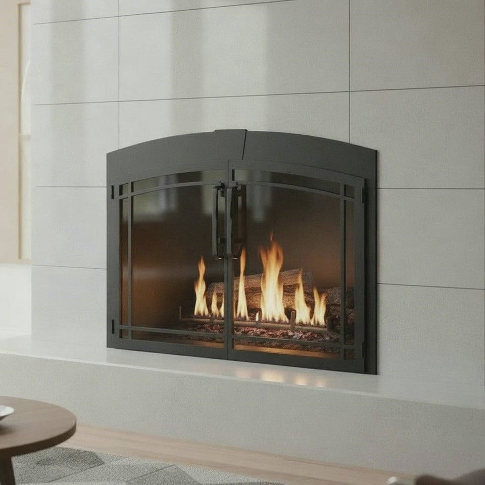Buckingham Arch - Masonry Fireplace Glass Door