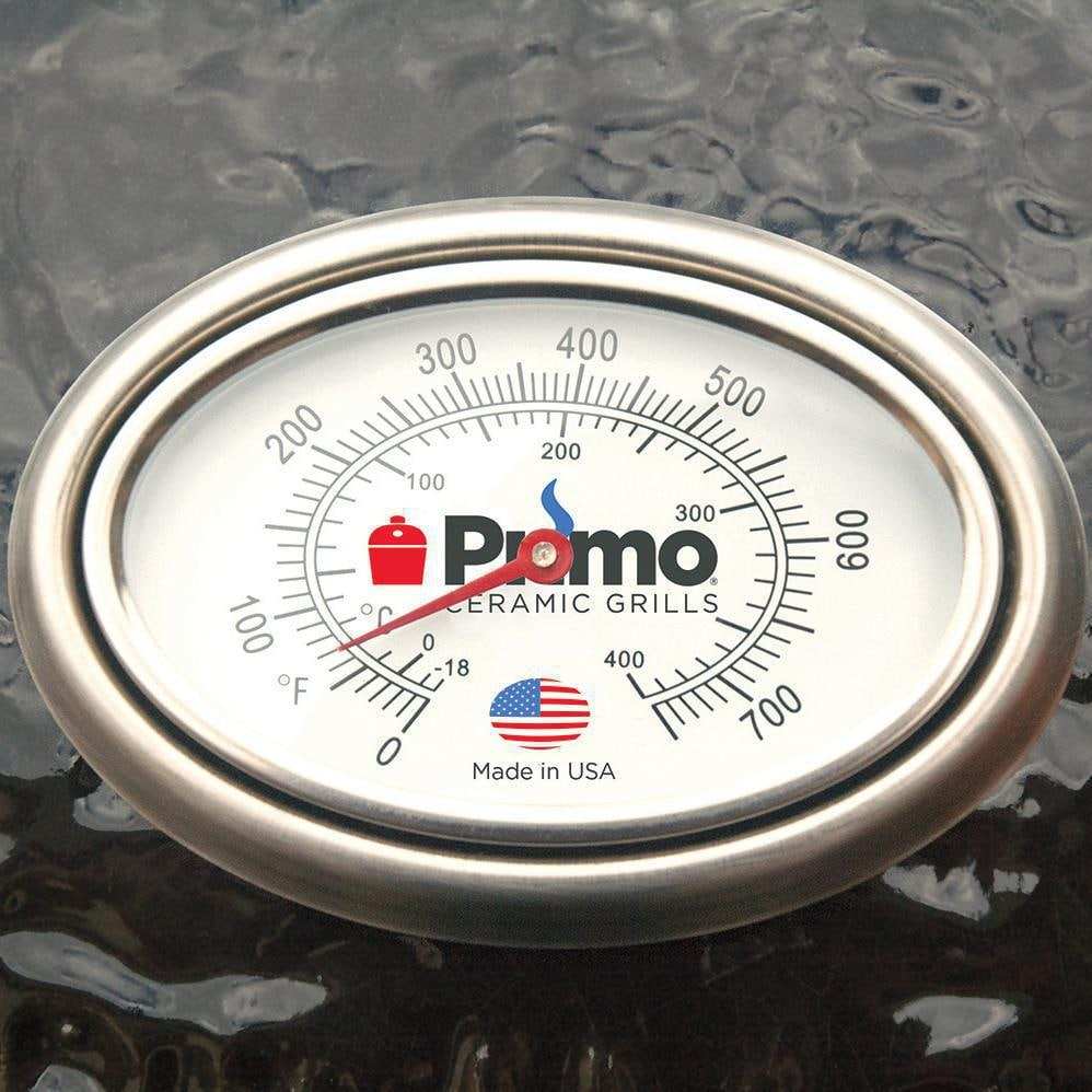 Primo All-In-One Oval Large 300 Ceramic Kamado Grill With Cradle, Side Shelves, And Stainless Steel Grates - ExceptionalFire