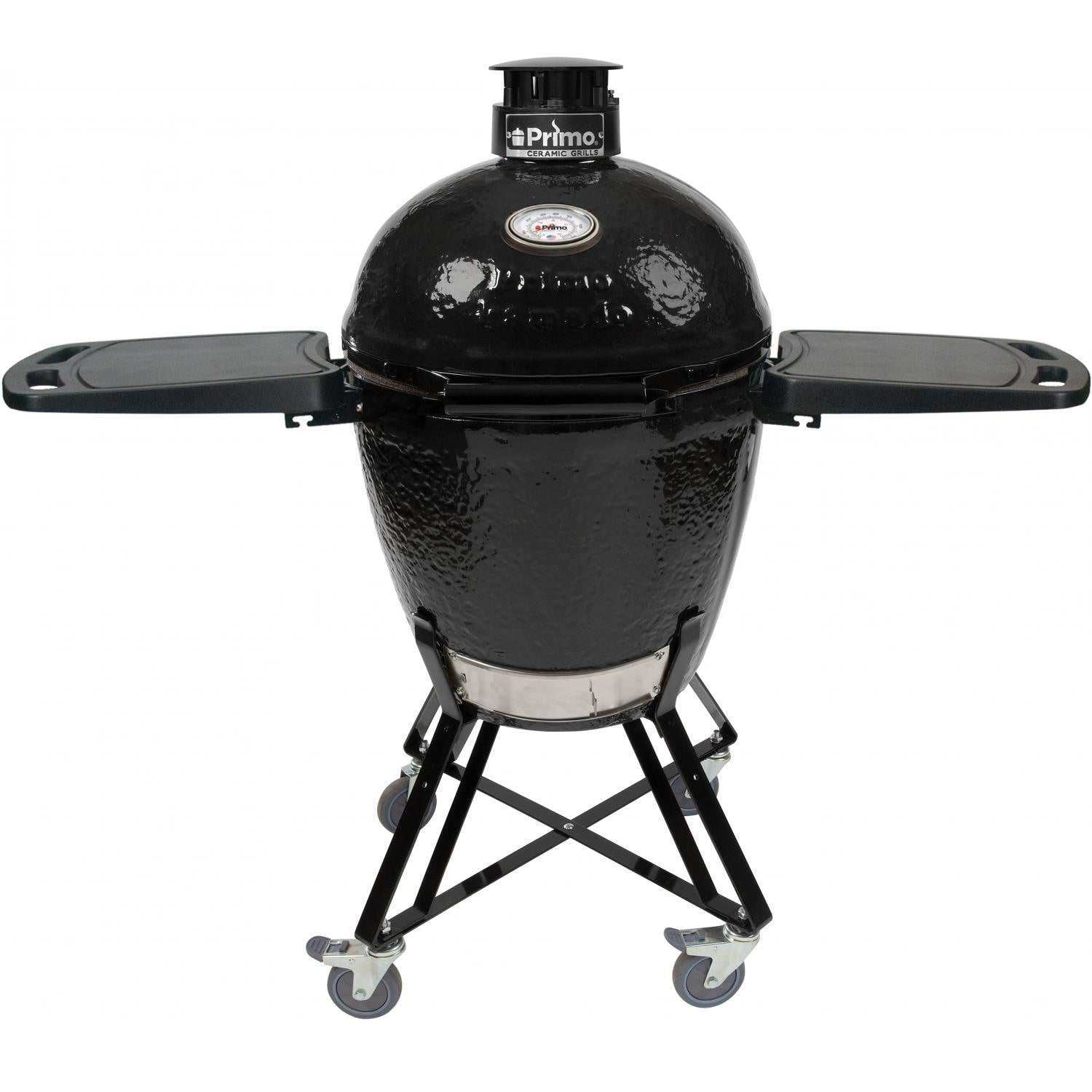 Primo All-In-One Round Ceramic Kamado Grill With Cradle & Side Shelves - Large Round - ExceptionalFire