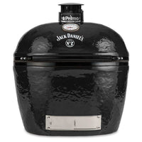 Primo Jack Daniels Edition Oval XL 400 Ceramic Kamado Grill On Steel Cart With 2-Piece Island Side Shelves