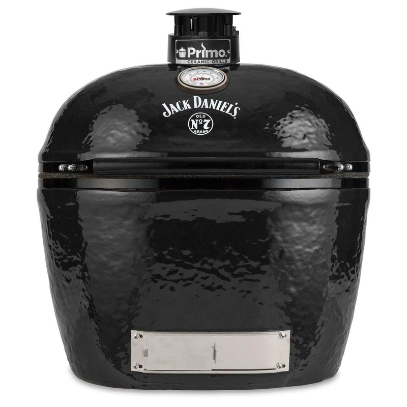 Primo Jack Daniels Edition Oval XL 400 Ceramic Kamado Grill On Steel Cart With 2-Piece Island Side Shelves