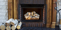 24" Quaking Aspen vented gas log set with realistic hand-painted aspen wood logs and white bark with black markings