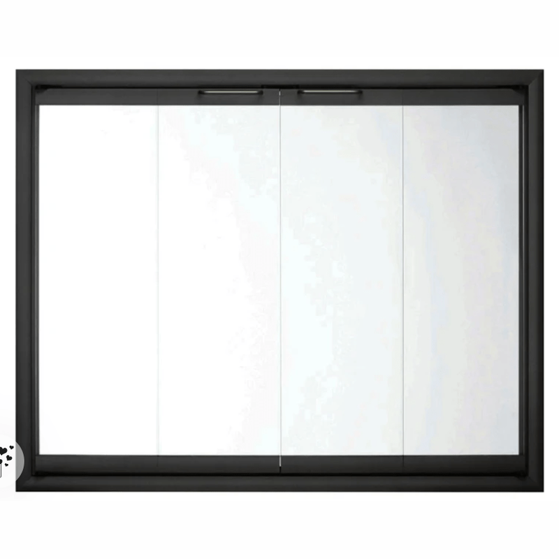 RAINBOW ALUMINUM DOOR/ INSIDE FIT/ 36"W X 21 3/8" H, MATTE BLACK, GREY GLASS, BIFOLD (CONTRACTORS DISCOUNT INCLUDED)