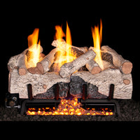 Real Fyre 16" Charred Alpine Birch Ventless Gas Logs — original product reference. Arrangement and burner hardware vary by selected size and configuration.