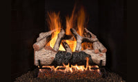 Real Fyre 24" Charred Mountain Birch Enhanced Vented Gas Log Set — original product reference. Arrangement and burner hardware vary by selected size and configuration.
