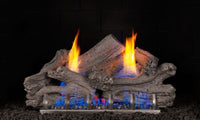 Real Fyre 24" Peterson Driftwood Outdoor Ventless Gas Logs — original product reference. Arrangement and burner hardware vary by selected size and configuration.