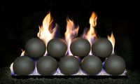 Real Fyre Epic Black 5-inch spheres — manufacturer finish reference on P45; not this custom PB-42 arrangement