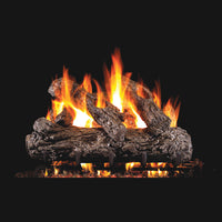 Real Fyre 18" Rustic Oak Outdoor Vented Gas Log Set — original product reference. Arrangement and burner hardware vary by selected size and configuration.