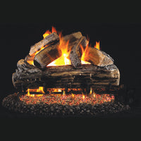 Real Fyre 20" Split Oak Vented Gas Log Set — original product reference. Arrangement and burner hardware vary by selected size and configuration.
