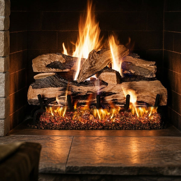 Real Fyre Split Oak Designer See-Through Vented Gas Log Set