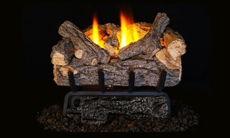Real Fyre 24" Peterson Valley Oak Refractory Ventless Gas Logs — original product reference. Arrangement and burner hardware vary by selected size and configuration.