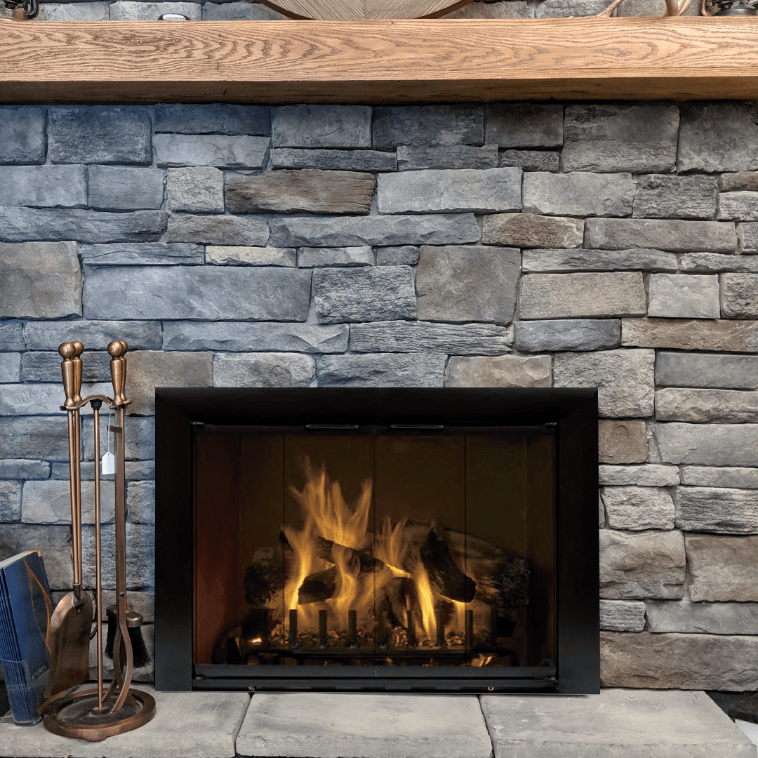 Reflection - Custom Masonry Fireplace Glass Doors - ExceptionalFire