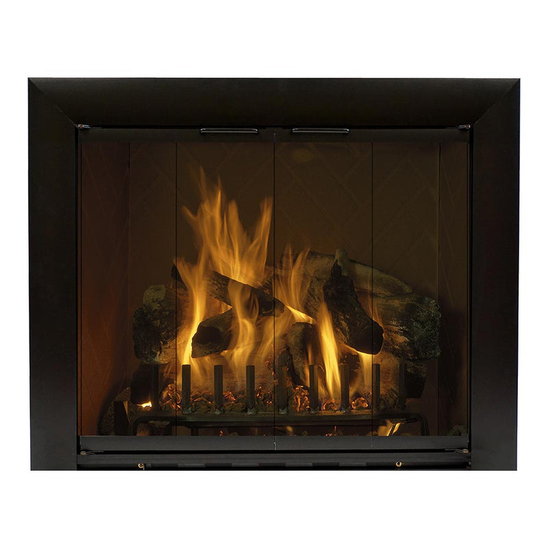 Reflection Flat Black Masonry Fireplace Door | Standard Sizes - ExceptionalFire