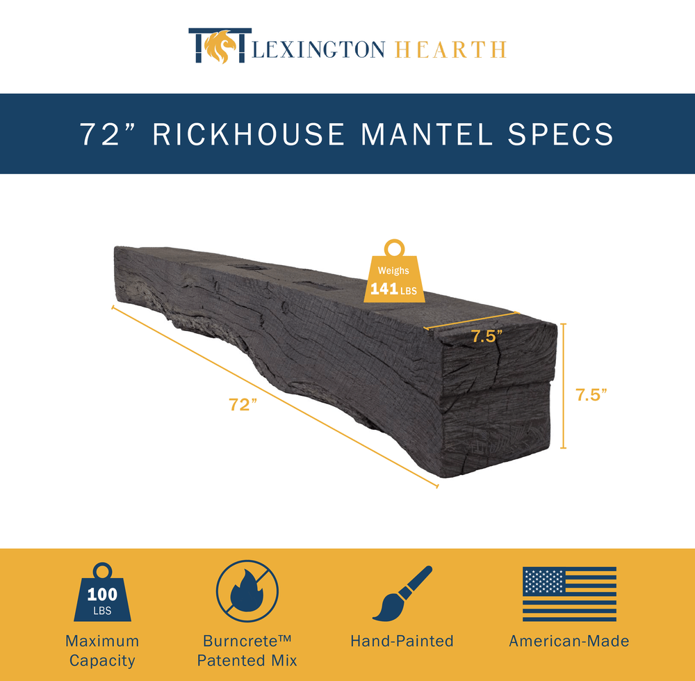 Rickhouse Non-Combustible Concrete Mantel Shelf Maduro Finish