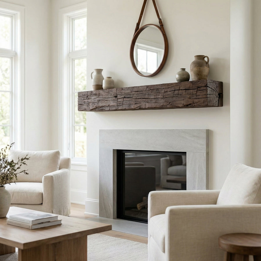 Tobacco Barn Non-Combustible Concrete Mantel Shelf Roasted Chestnut Finish