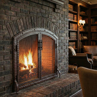 Free Standing Fireplace Screen Custom Made Blacksmith Arch Working Doors