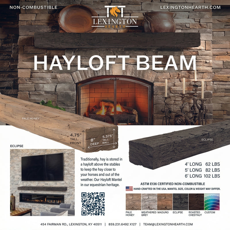 Hayloft Non-Combustible Concrete Mantel Shelf Pale Honey Finish