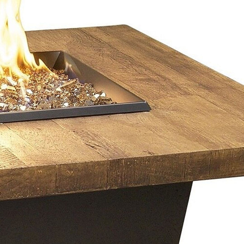 American Fyre Designs Reclaimed Wood Cosmopolitan 54" Rectangle Fire Table - French Barrel Oak