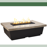 Silver Pine Contempo rectangle firetable with weathered wood finish and black lava base