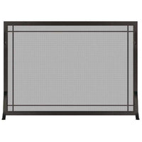 Steel custom single panel fireplace screen with window pane design and heavy gauge mesh