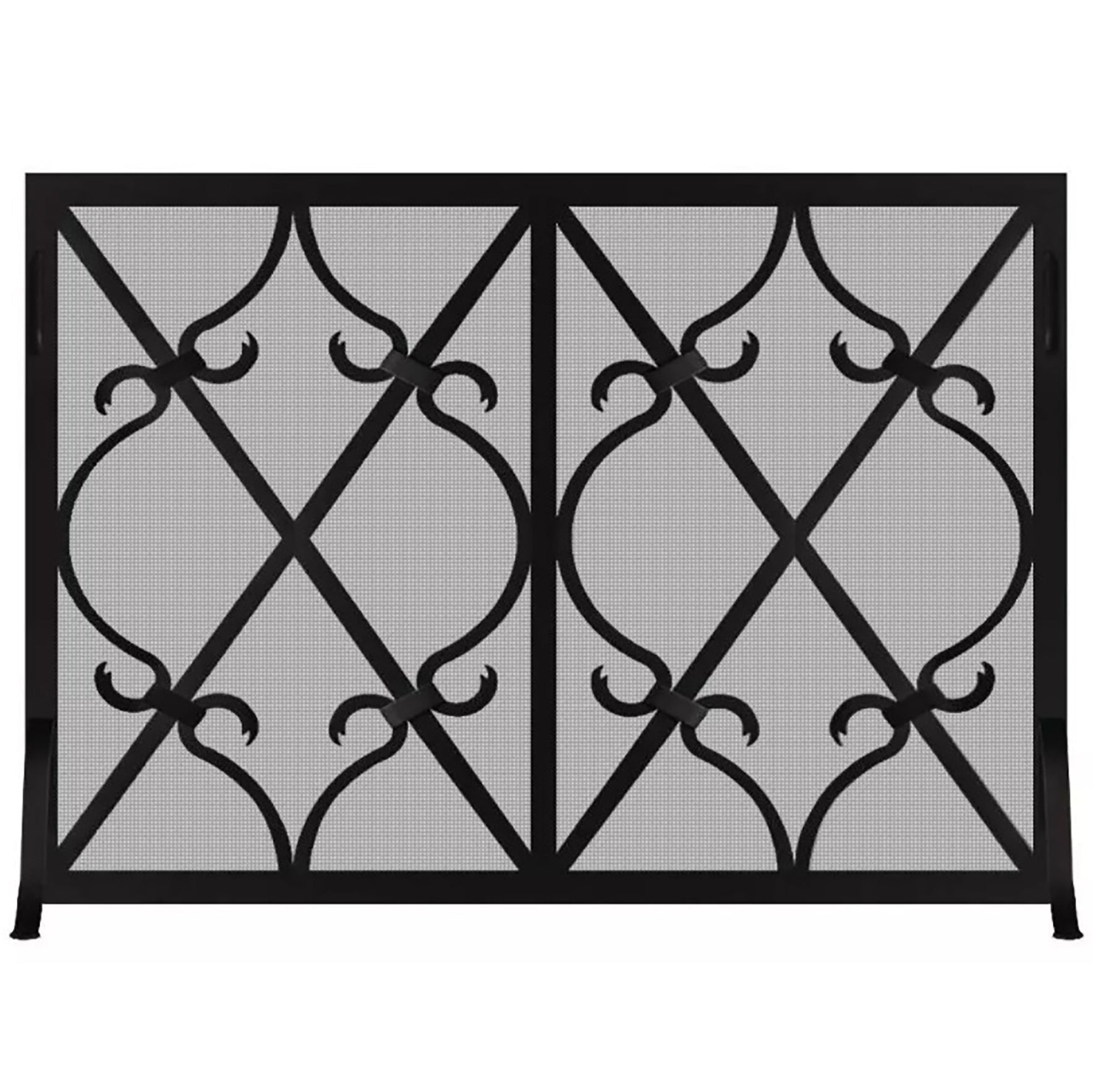 Steel Fireplace Screen Custom Made 21 Finishes Single Panel - Banded Scroll