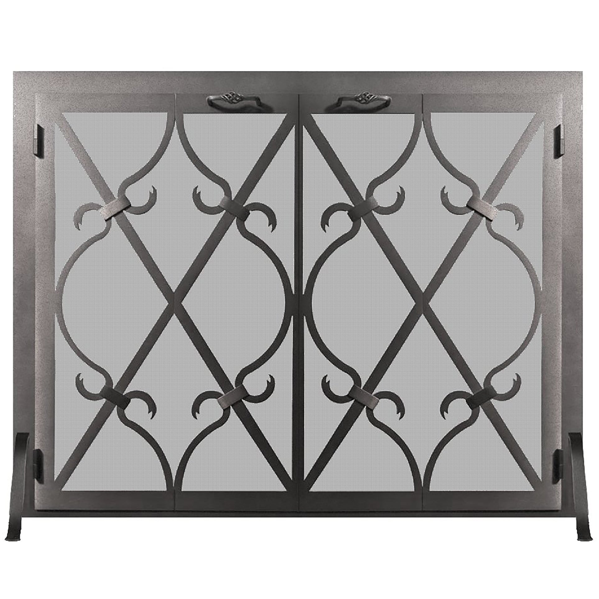 Steel Free Standing Screen with Doors Custom Made - Banded Scroll