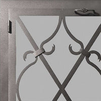 Steel Free Standing Screen with Doors Custom Made - Banded Scroll - ExceptionalFire